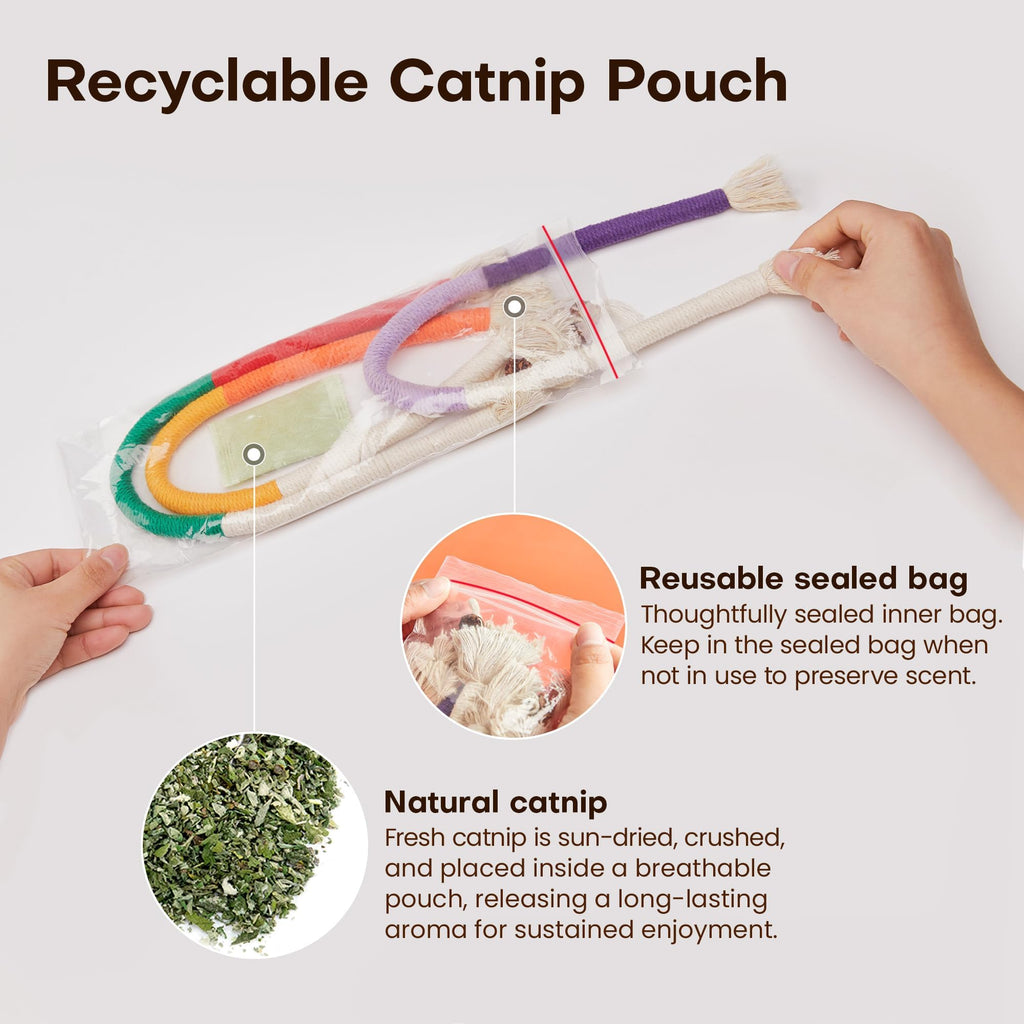 Potaroma Cat Toys Chew Ropes 3Pcs with Refillable Natural Catnip