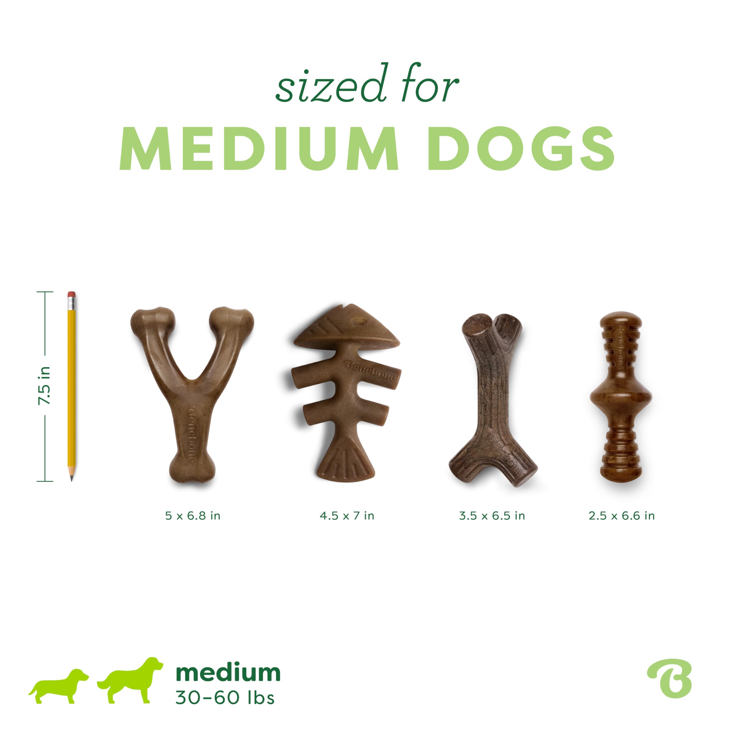 Benebone Medium 4-Pack Dog Toys for Aggressive Chewers