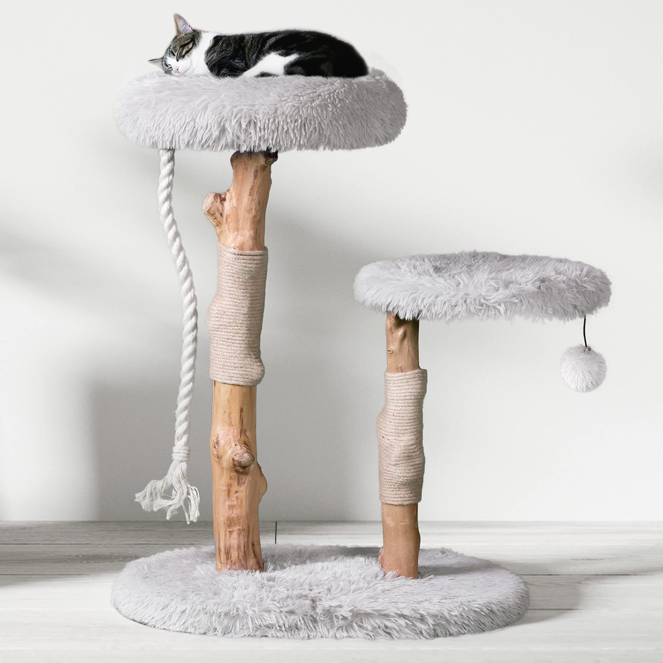 The Mau Rizzo Modern Wooden Cat Tree (Bullet gray)