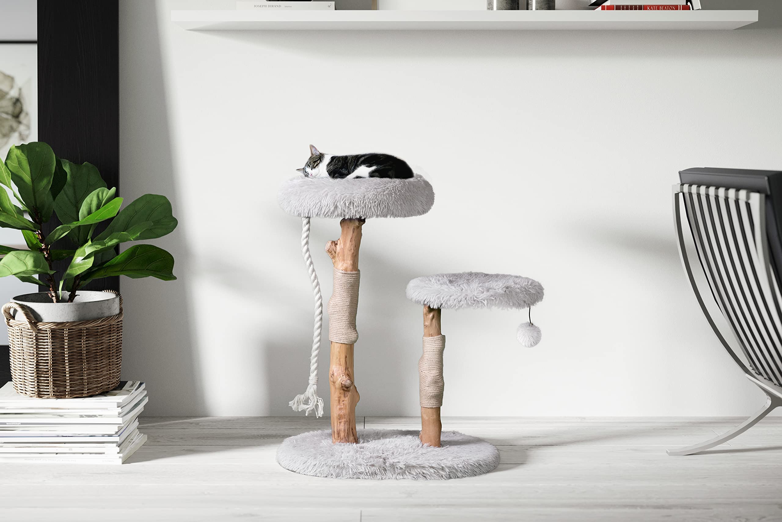 The Mau Rizzo Modern Wooden Cat Tree (Bullet gray)